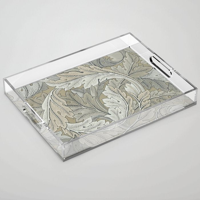 William Morris Acanthus Leaves Manilla Stone Vintage Pattern Acrylic Tray Gallery Image 1