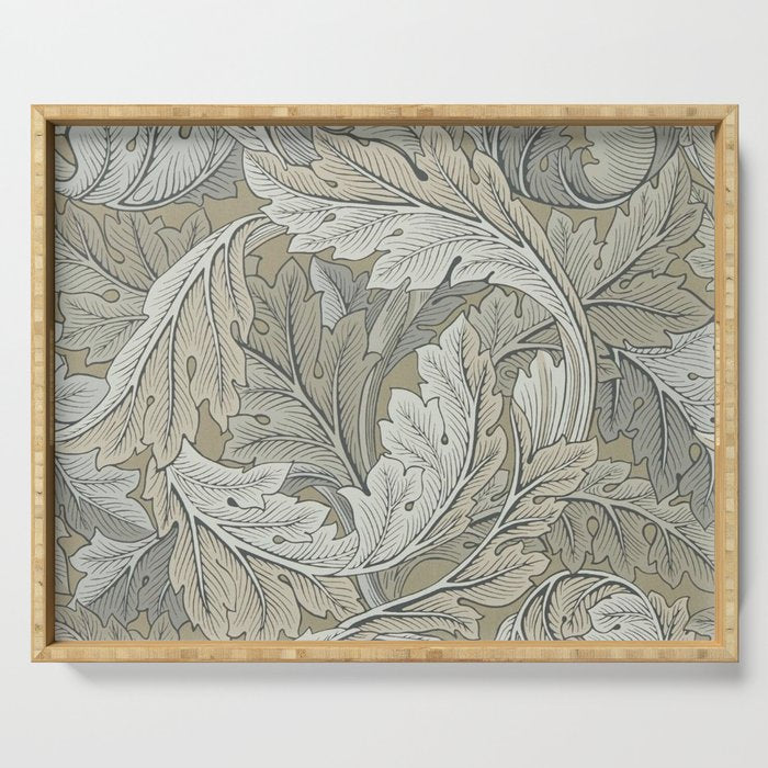 William Morris Acanthus Leaves Manilla Stone Vintage Pattern Serving Tray Gallery Image 1