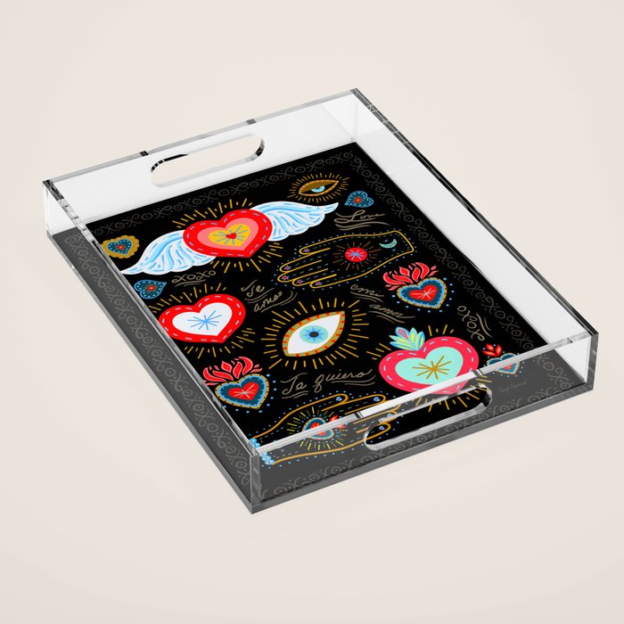 Milagro Love Hearts - Black Acrylic Tray Gallery Image 1
