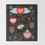 Milagro Love Hearts - Black Throw Blanket Gallery Image 2