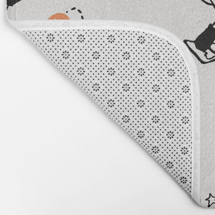 Basketball Fun Comic Illustration Pattern with Balls on Grey Background Bath Mat Gallery Image 2