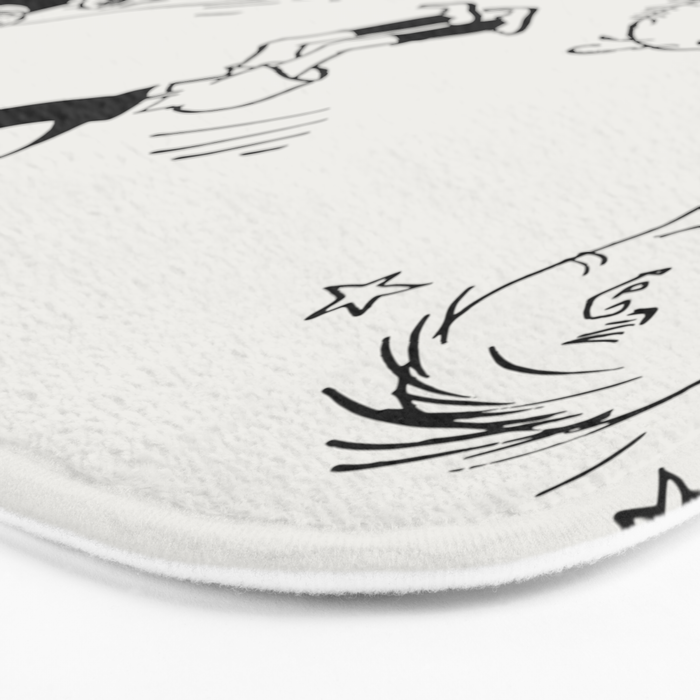 Basketball Fun Comic Illustration Pattern with Balls on Grey Background Bath Mat Gallery Image 3