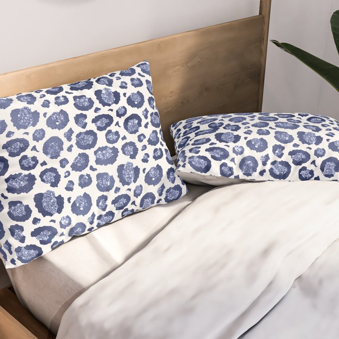Blue & White Leopard Print  Pillow Sham Gallery Image 2