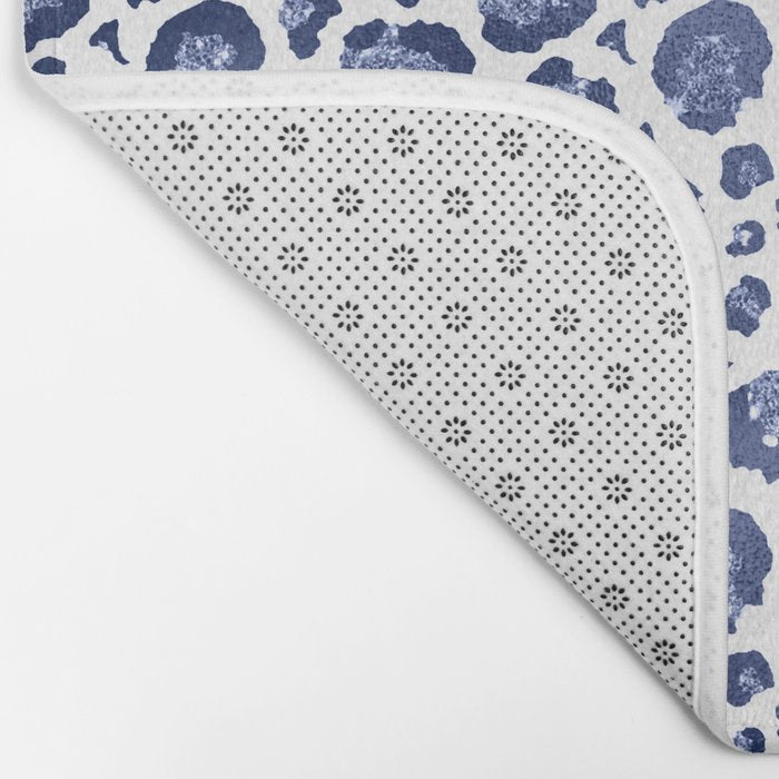 Blue & White Leopard Print  Bath Mat Gallery Image 2