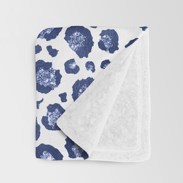 Blue & White Leopard Print  Throw Blanket Gallery Image 3