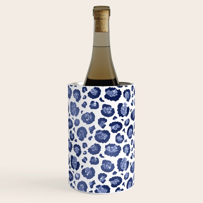 Blue & White Leopard Print  Wine Chiller Gallery Image 1