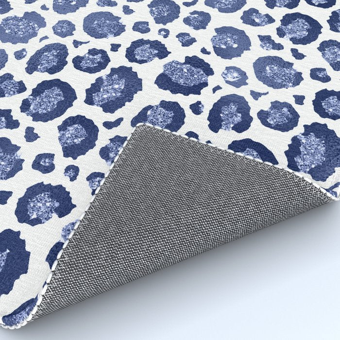 Blue & White Leopard Print  Rug Gallery Image 4