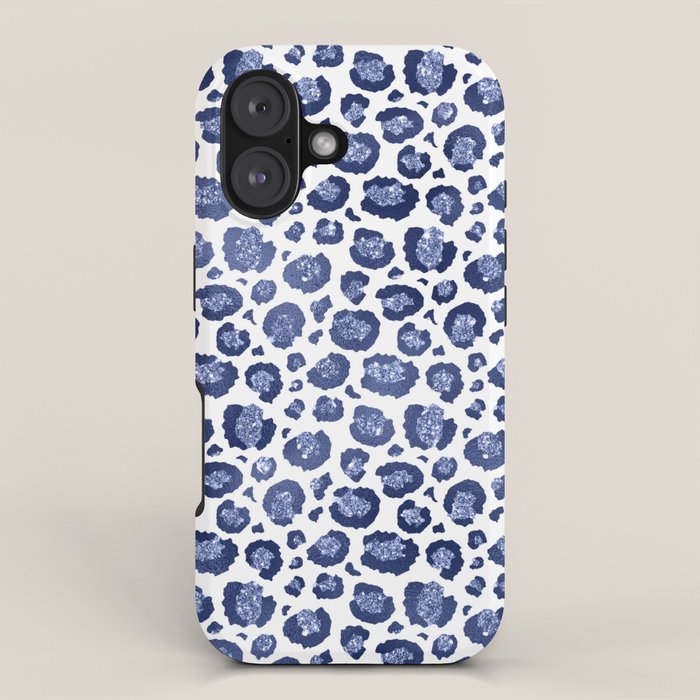 Blue & White Leopard Print  iPhone Case Gallery Image 1