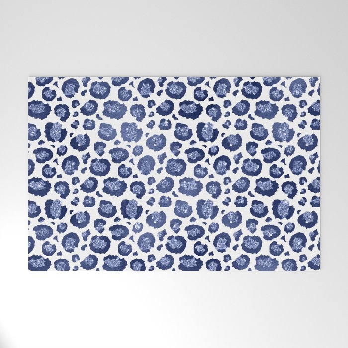 Blue & White Leopard Print  Welcome Mat Gallery Image 1