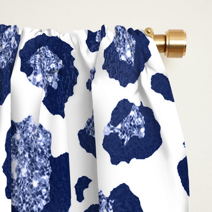 Blue & White Leopard Print  Window Curtain Gallery Image 2