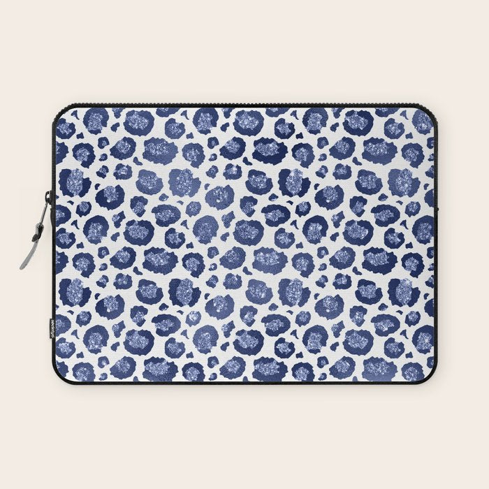 Blue & White Leopard Print  Laptop Sleeve Gallery Image 1