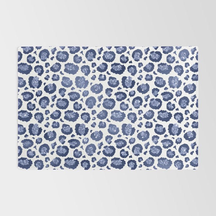 Blue & White Leopard Print  Rug Gallery Image 2