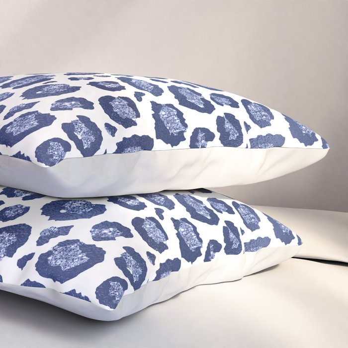 Blue & White Leopard Print  Pillow Sham Gallery Image 3