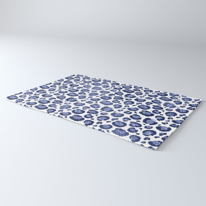 Blue & White Leopard Print  Rug Gallery Image 3