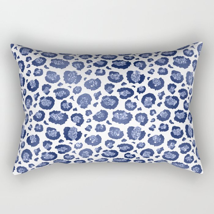 Blue & White Leopard Print  Rectangular Pillow Gallery Image 2