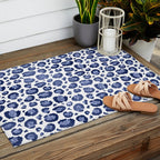 Blue & White Leopard Print  Outdoor Rug Gallery Image 2