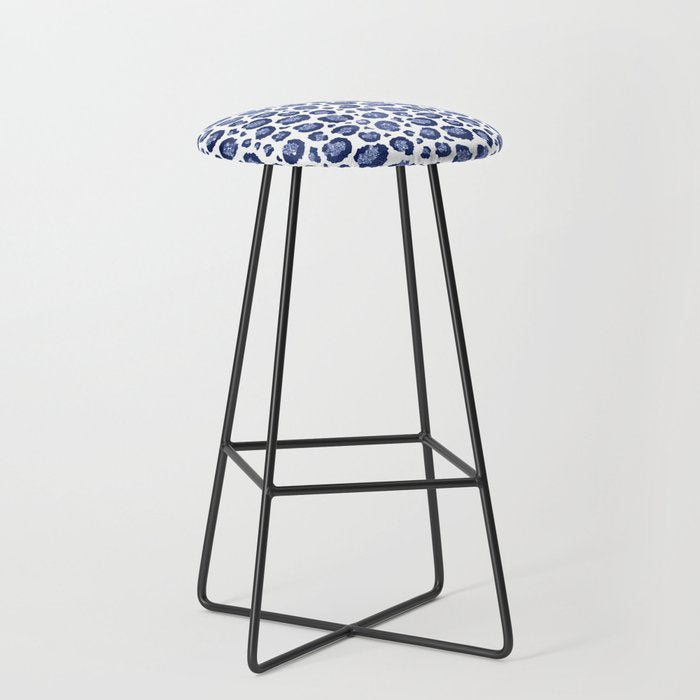 Blue & White Leopard Print  Stool Gallery Image 1