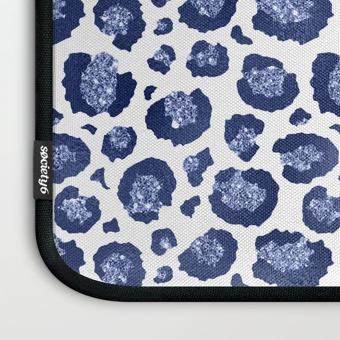 Blue & White Leopard Print  Laptop Sleeve Gallery Image 3