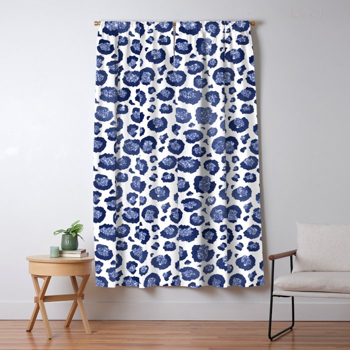 Blue & White Leopard Print  Window Curtain Gallery Image 1