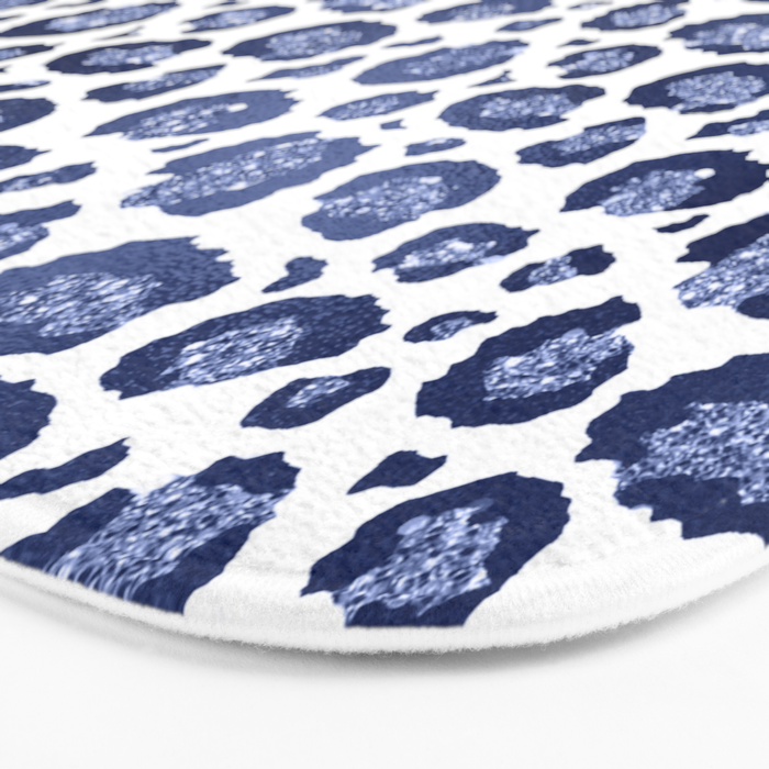 Blue & White Leopard Print  Bath Mat Gallery Image 3