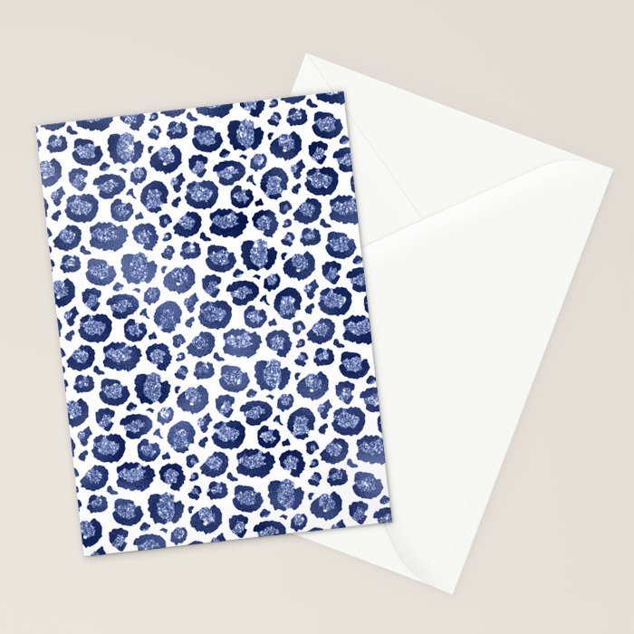 Blue & White Leopard Print  Stationery Card Gallery Image 2