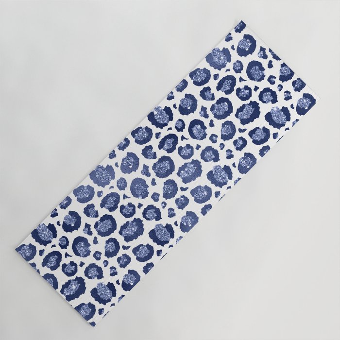 Blue & White Leopard Print  Yoga Mat Gallery Image 1