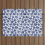 Blue & White Leopard Print  Outdoor Rug Gallery Image 1