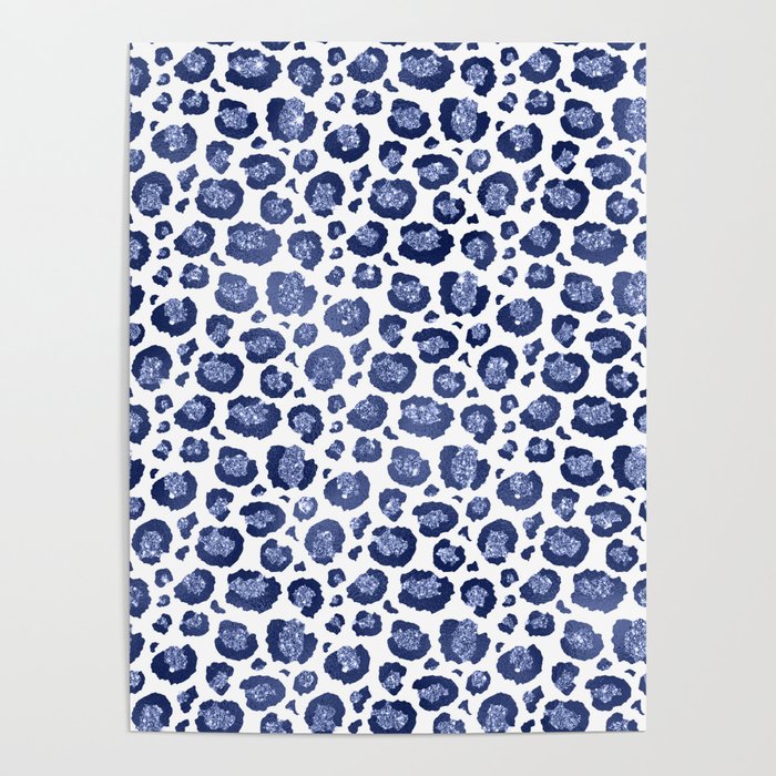Blue & White Leopard Print  Poster Gallery Image 4
