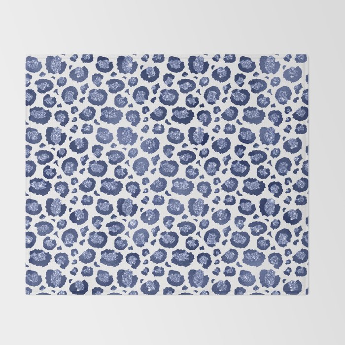 Blue & White Leopard Print  Throw Blanket Gallery Image 2