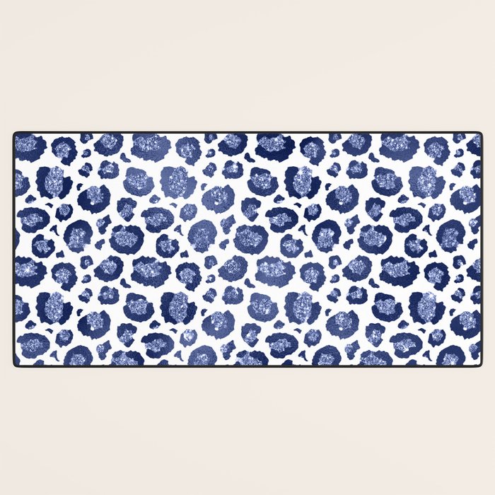 Blue & White Leopard Print  Desk Mat Gallery Image 3