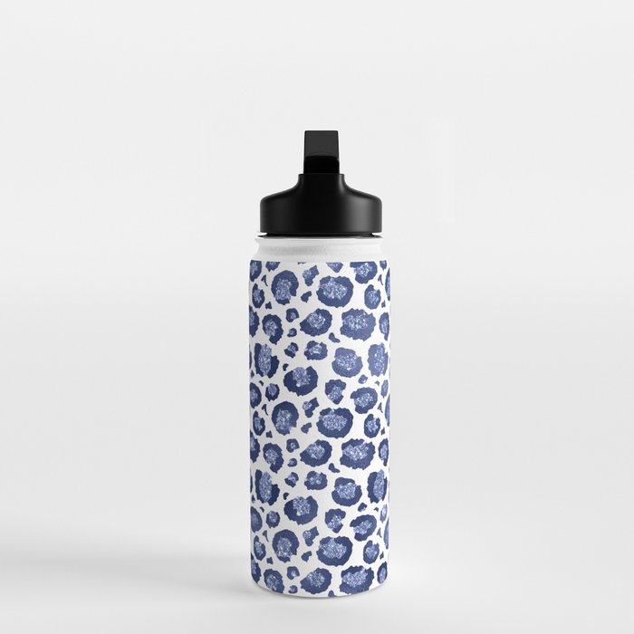 Blue & White Leopard Print  Water Bottle Gallery Image 3