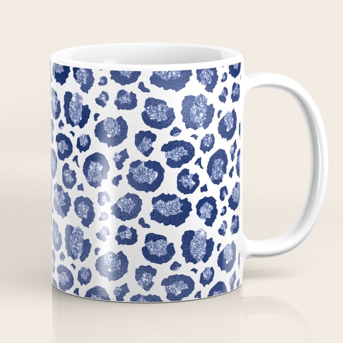 Blue & White Leopard Print  Coffee Mug Gallery Image 1
