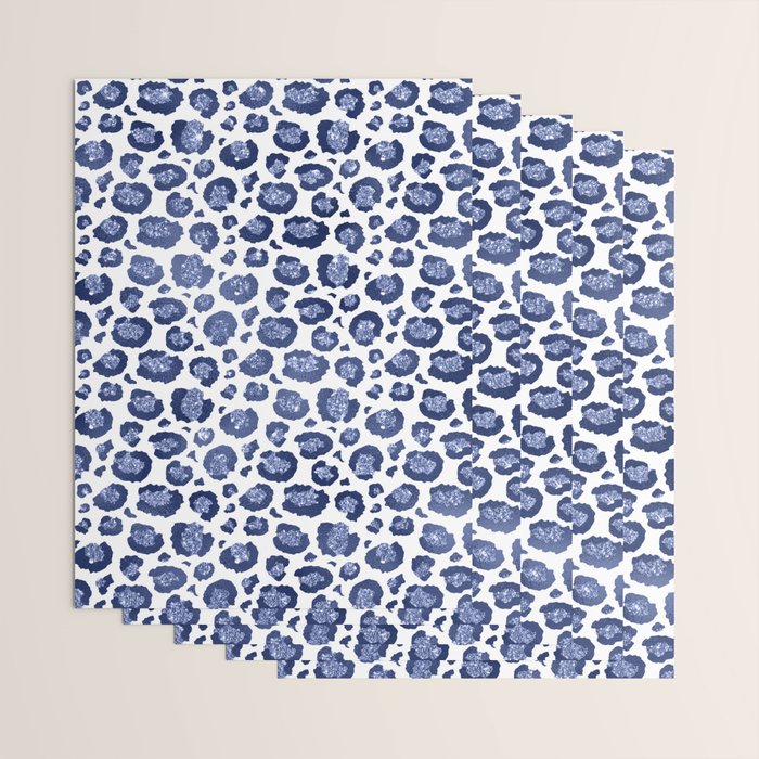Blue & White Leopard Print  Wrapping Paper Gallery Image 3