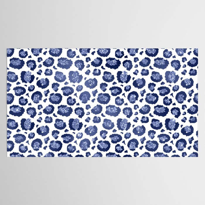 Blue & White Leopard Print  Tablecloth Gallery Image 2