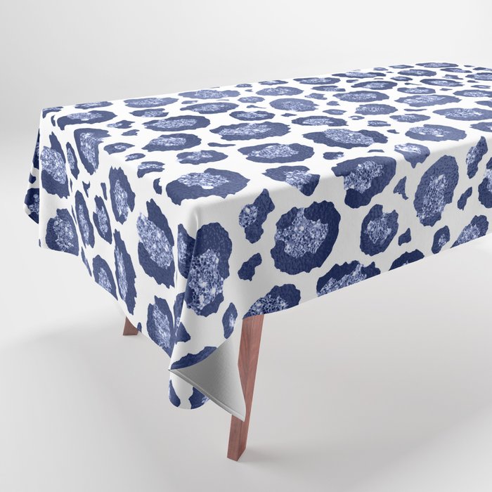 Blue & White Leopard Print  Tablecloth Gallery Image 1