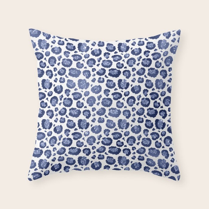 Blue & White Leopard Print  Throw Pillow Gallery Image 6