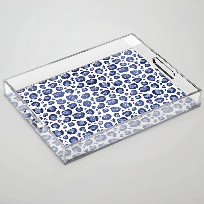 Blue & White Leopard Print  Acrylic Tray Gallery Image 1