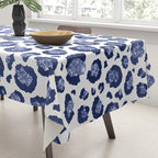 Blue & White Leopard Print  Tablecloth Gallery Image 3