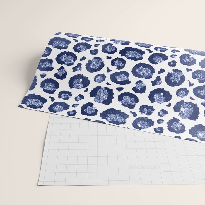 Blue & White Leopard Print  Wrapping Paper Gallery Image 2