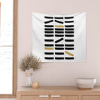 Black and Gold Abstract Wall Tapestry Gallery Image 2