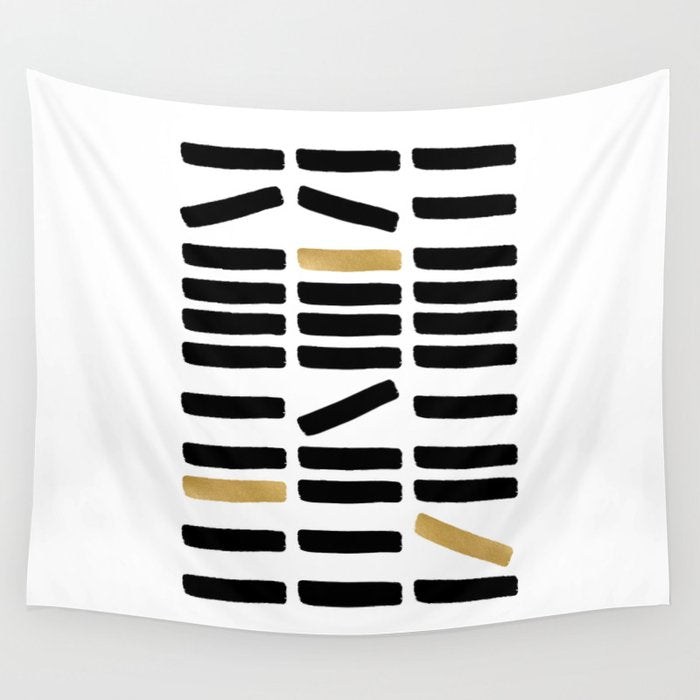Black and Gold Abstract Wall Tapestry Gallery Image 4
