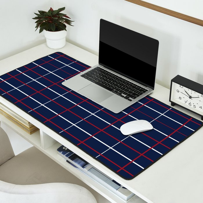 Navy Red White Tattersall Desk Mat Gallery Image 2