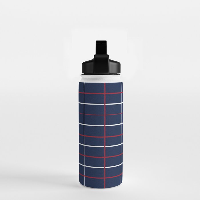 Navy Red White Tattersall Water Bottle Gallery Image 2