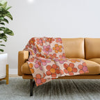 Groovy Flowers Print in Pink Throw Blanket Gallery Image 1