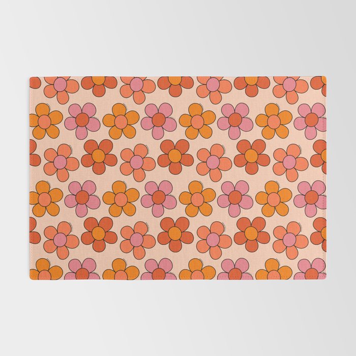 Groovy Flowers Print in Pink Rug Gallery Image 2
