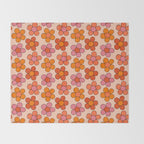 Groovy Flowers Print in Pink Throw Blanket Gallery Image 2