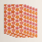 Groovy Flowers Print in Pink Wrapping Paper Gallery Image 3