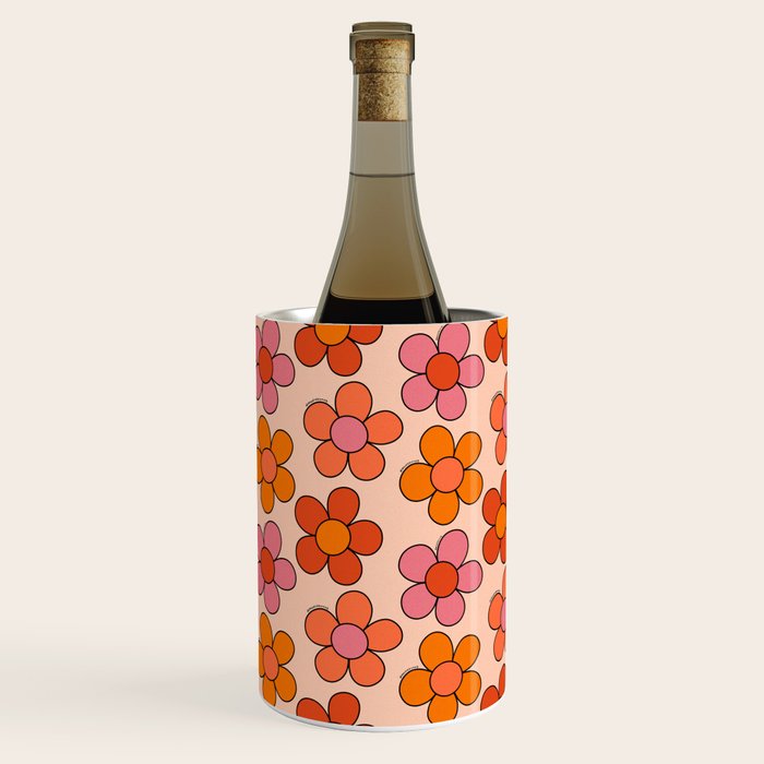 Groovy Flowers Print in Pink Wine Chiller Gallery Image 2