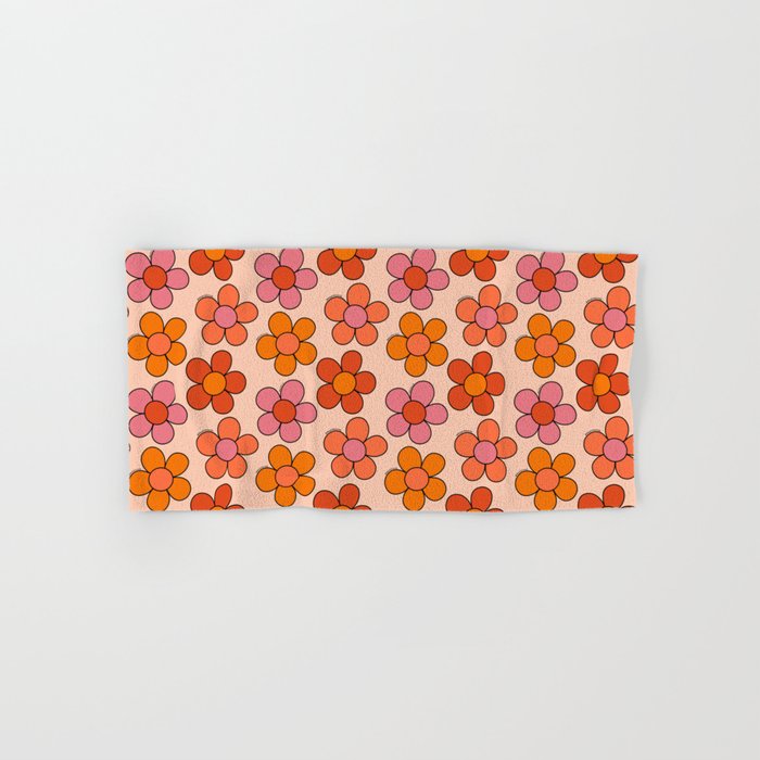 Groovy Flowers Print in Pink Bath Towel Gallery Image 1