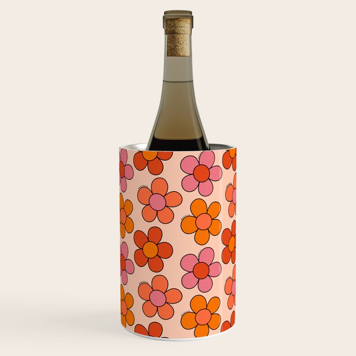 Groovy Flowers Print in Pink Wine Chiller Gallery Image 1